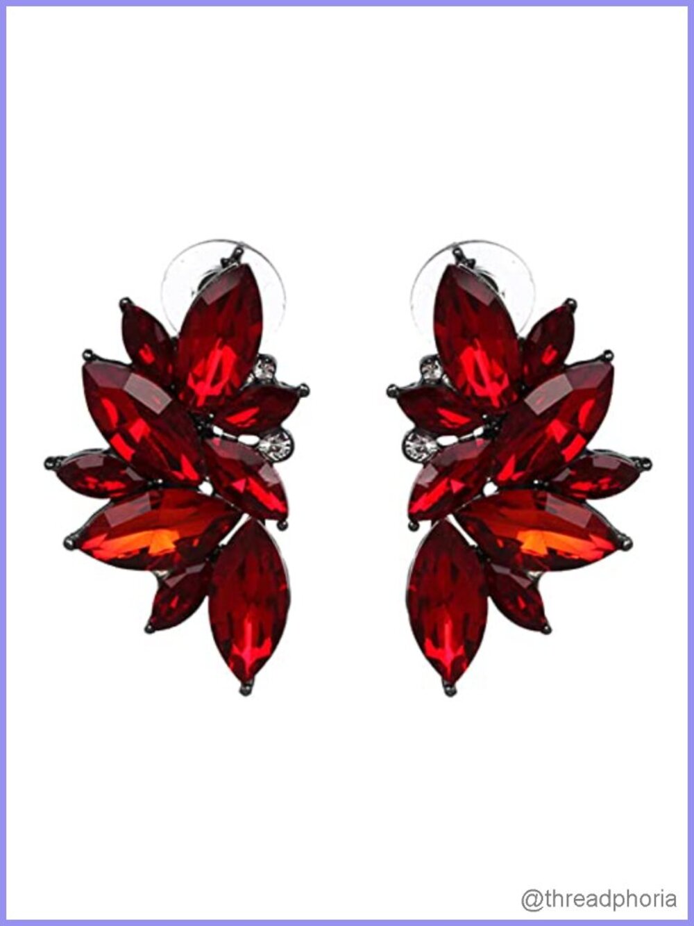 Black Rhinestone Statement Drop Earrings Vintage Crystal CZ Cluster Dangle